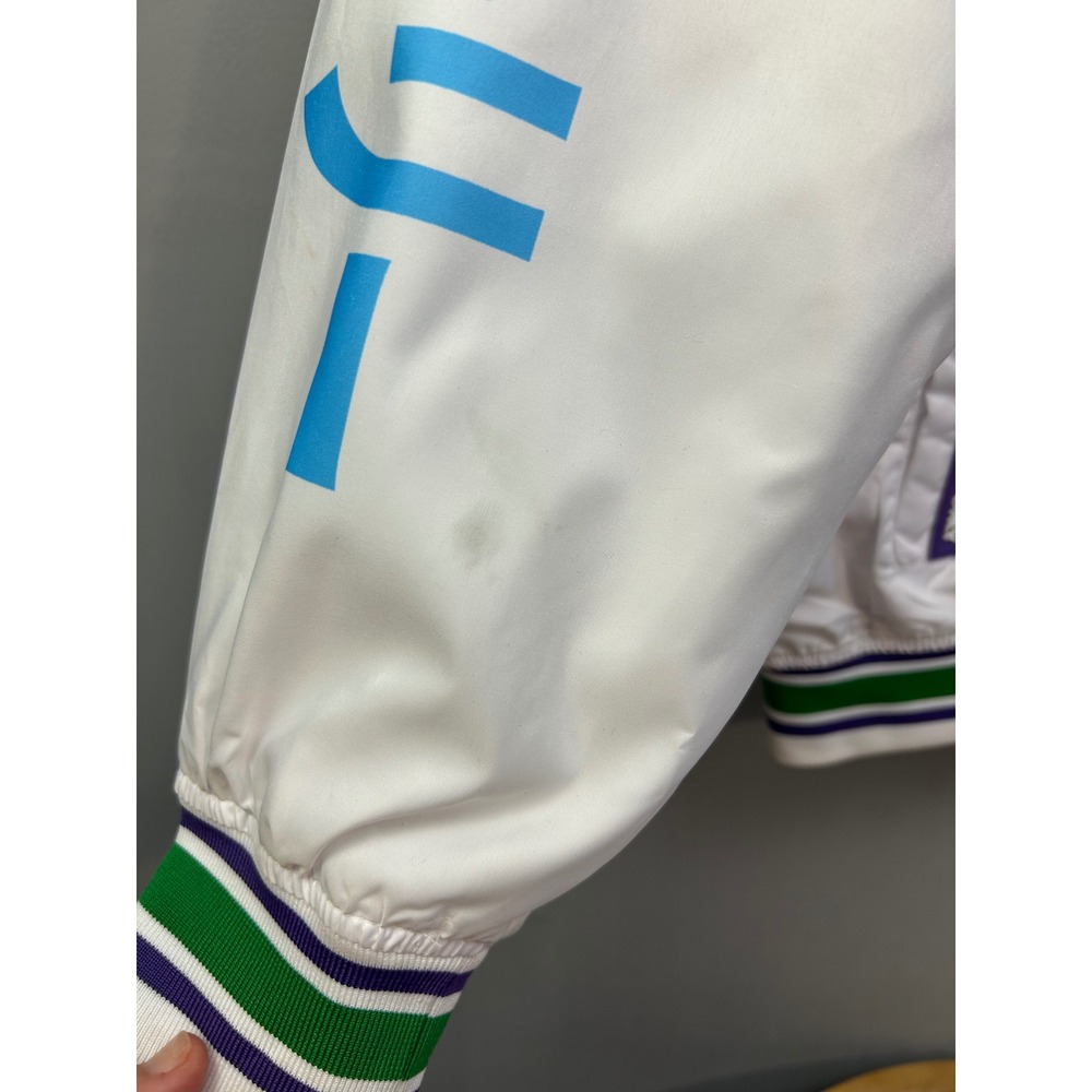 Members Only Bomber Jacket Men Medium White Basquiat Art Graphic Full Zip Street - Picture 9 of 11